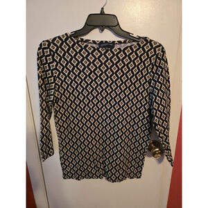 Jones New York Womens XL Colorful 3/4 Sleeve Stretch Knit Top Cotton